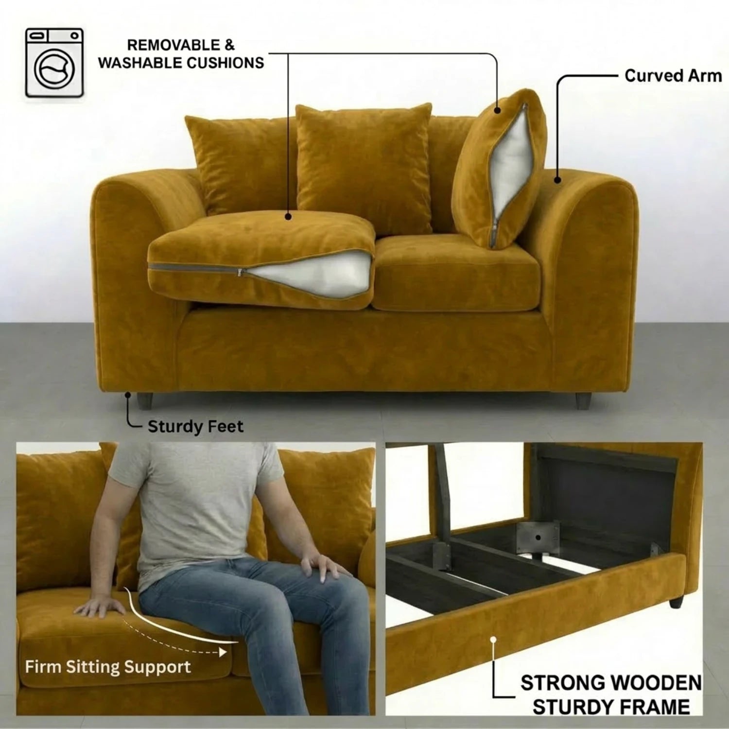 3 seater Mustard