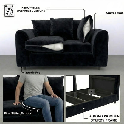 3 seater black