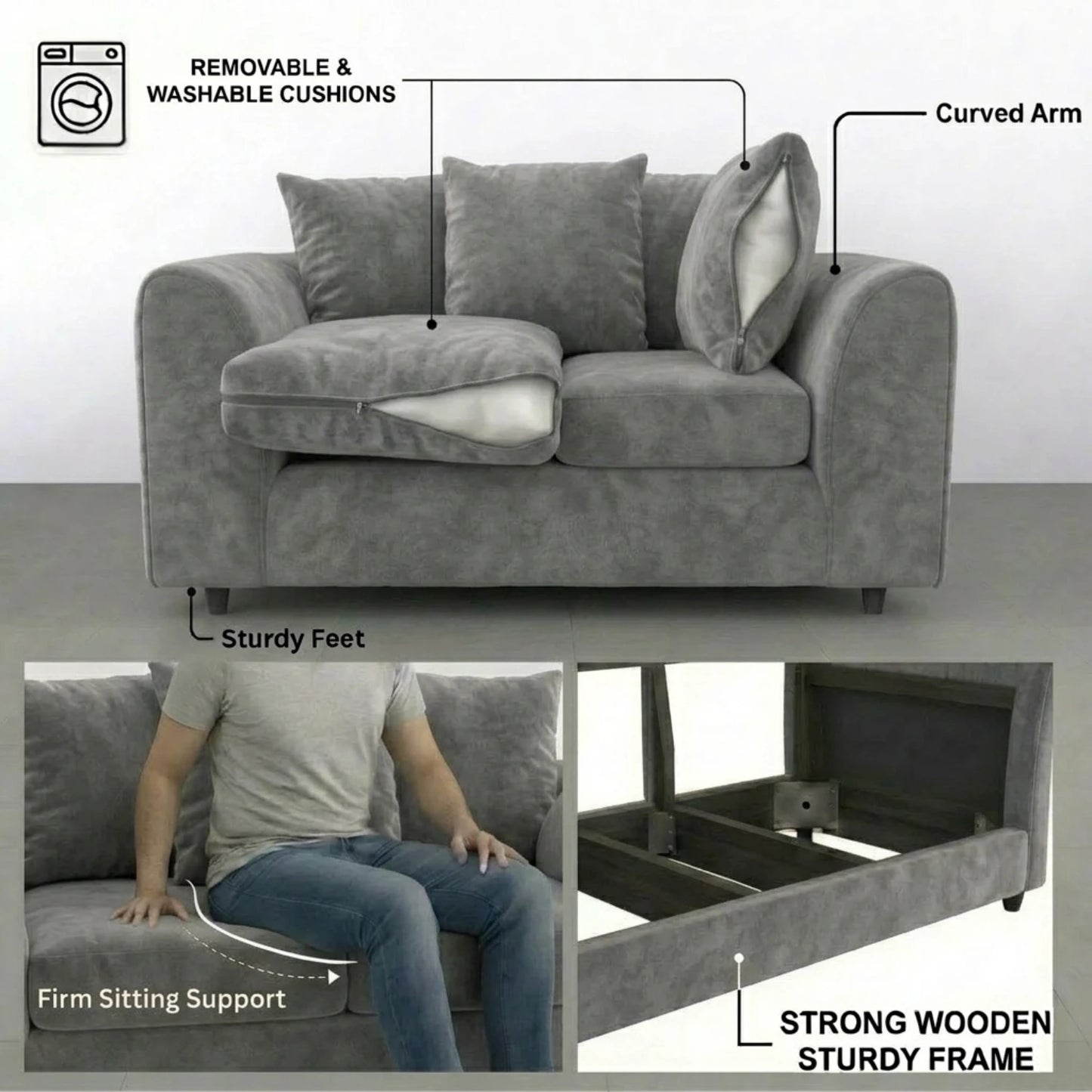 3 seater light grey