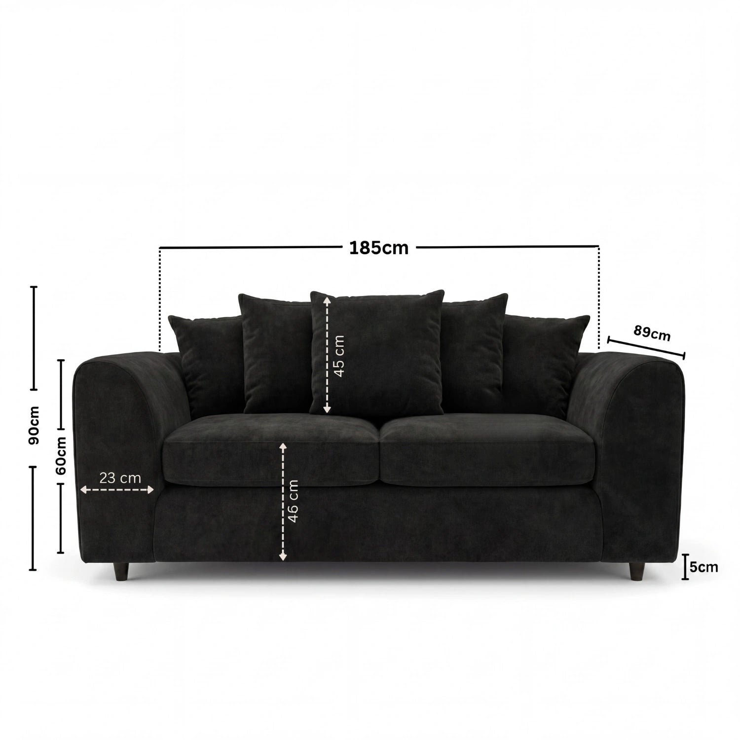 3 seater Black