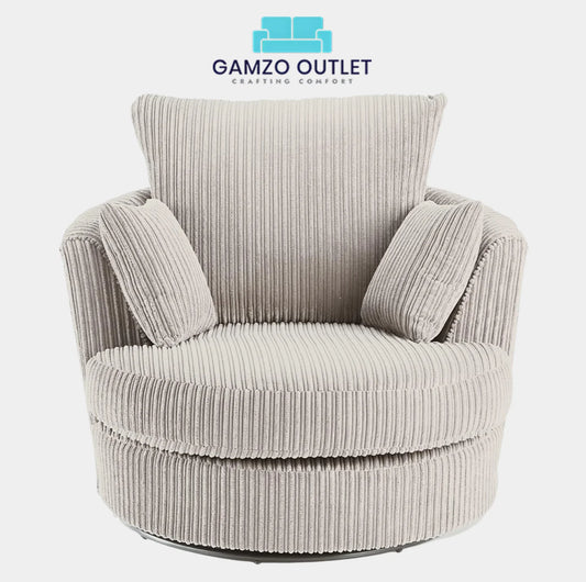 Jumbo Cord Fabric Swivel Chair
