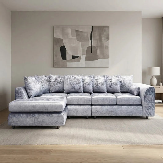 Crushed Velvet Scatter Back XL L-Shape Sofa
