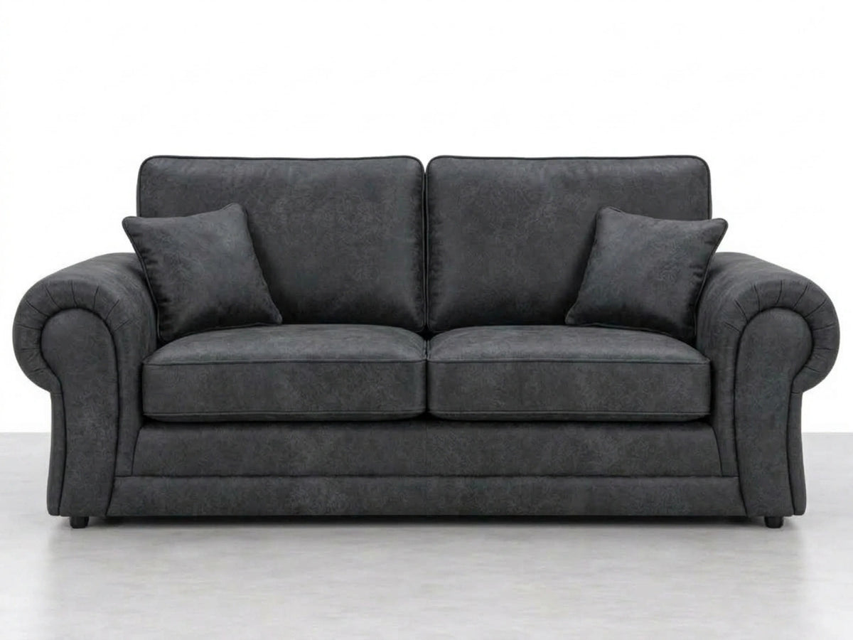 Black Wilcot full back leather sofa set by Gamzo Outlet, featuring a stylish 3-seater sofa with plush upholstery and modern design.