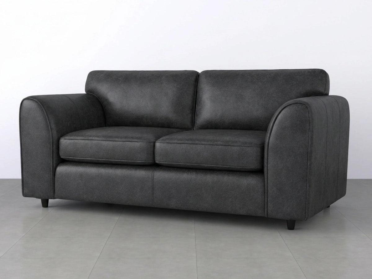 Black Dillon full back leather 3-seater sofa from Gamzo Outlet with plush cushioning and sleek design.
