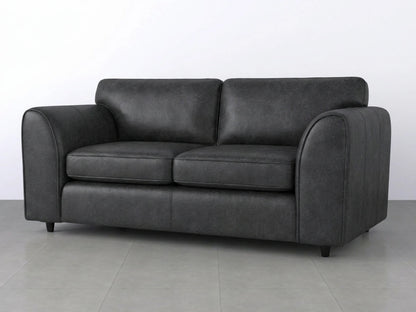 Black Dillon full back leather 3-seater sofa from Gamzo Outlet with plush cushioning and sleek design.