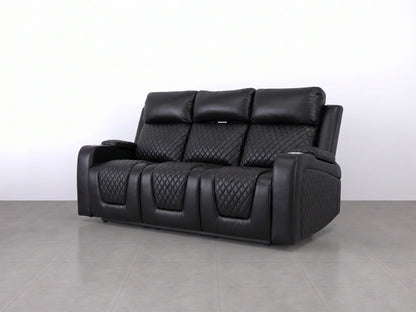 Black Model B electric recliner sofa by Gamzo Outlet, showing the 3-seater design with plush cushions and reclining feature.
