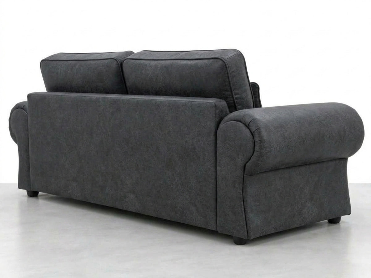 Black leather 2-seater sofa from Gamzo Outlet's Wilcot full back leather sofa set, showing smooth upholstery and plush cushions.
