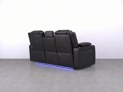 Black Model O electric recliner sofa by Gamzo Outlet, showing the 3-seater sofa with plush cushions and modern design.