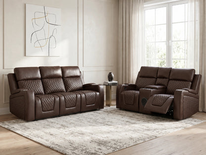 Brown Model B electric recliner sofa from Gamzo Outlet, featuring two-seater comfort with modern design and plush cushions.