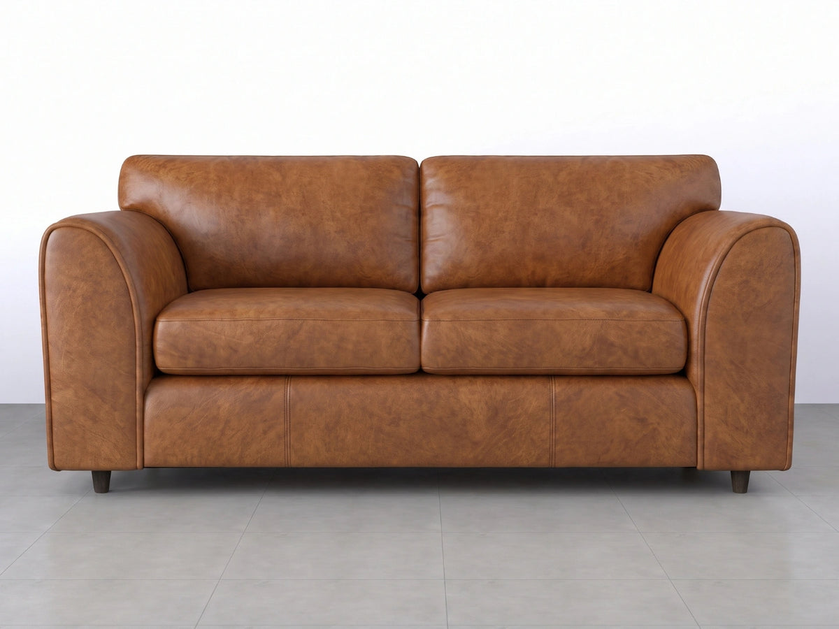 Brown Dillon full back leather sofa set by Gamzo Outlet, showing a stylish 3-seater sofa with plush cushions and sleek design.