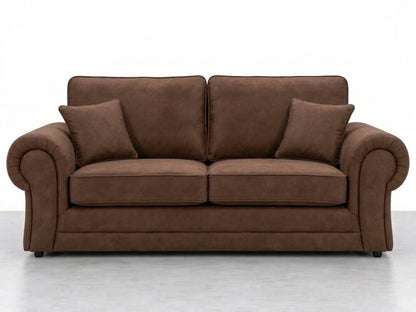 Gamzo Outlet Wilcot full back leather sofa set, chocolate brown 2-seater sofa with plush cushions and sleek design.