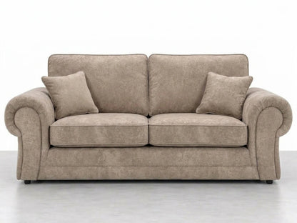 Cream leather 3-seater sofa from Gamzo Outlet's Wilcot Full Back Leather Sofa Set, showcasing plush cushioning and elegant design.