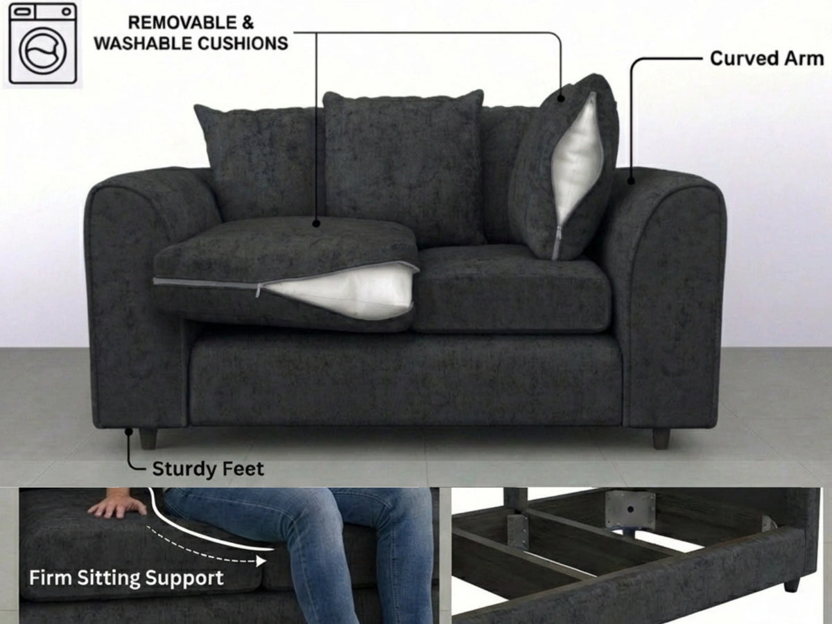 Alaska Fabric Scatter Back Sofa Set