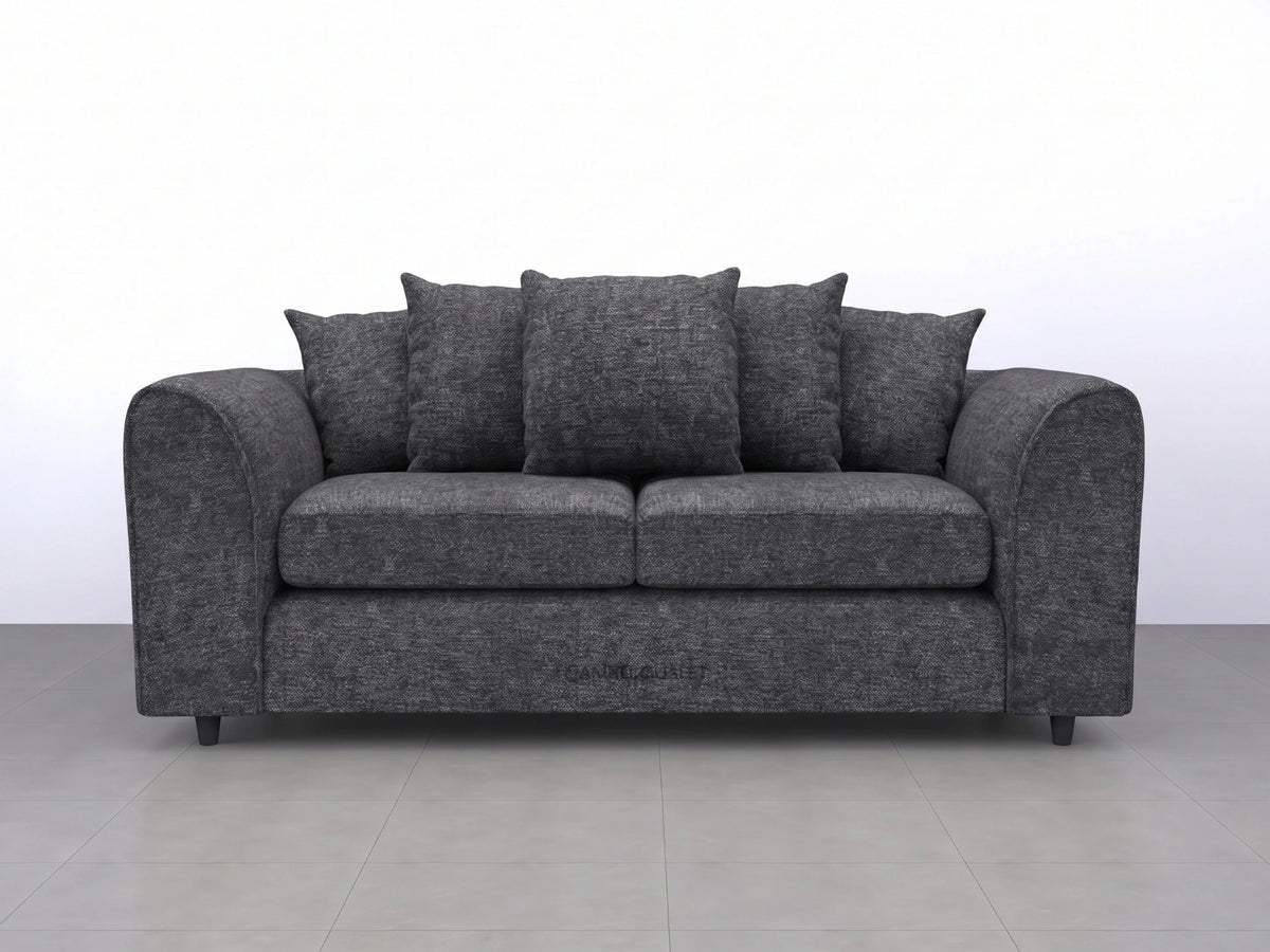 Grey Lisbon fabric 3-seater sofa from Gamzo Outlet with scatter back cushions, showcasing a modern living room style.