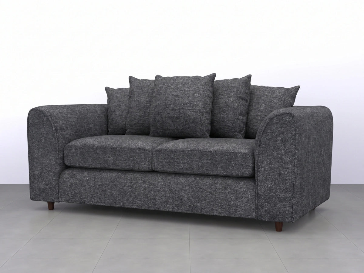Grey Lisbon fabric 3-seater sofa from Gamzo Outlet, with scatter back cushions and modern design.