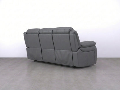 Grey Model R Recliner Sofa by Gamzo Outlet featuring a comfortable 3-seater design and plush fabric upholstery.