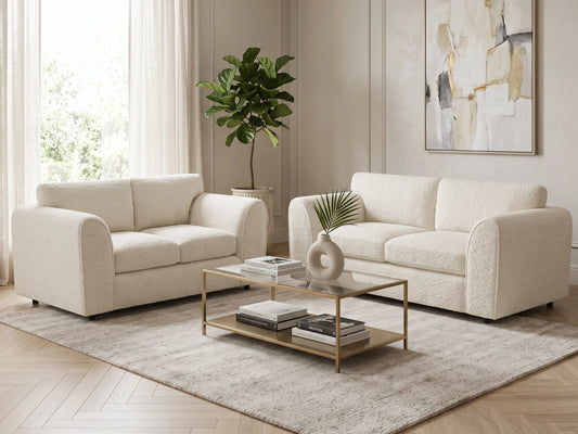 Boucle Fabric Full Back Sofa Set