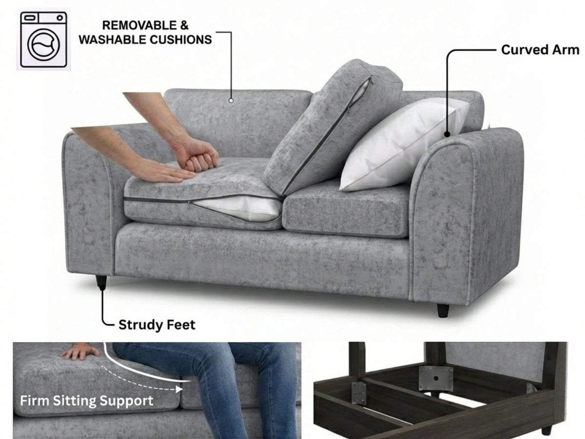 Alaska Fabric Full Back Sofa Set