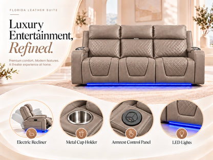 Mocha Model B electric recliner sofa from Gamzo Outlet with plush cushions and modern design, perfect for comfortable seating.
