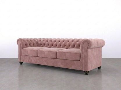 Pink plush velvet sofa set with a 3-seater design from Gamzo Outlet, featuring soft fabric and elegant cushioning.