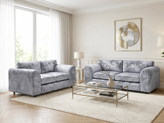 Crushed Velvet Full Back Sofa Set