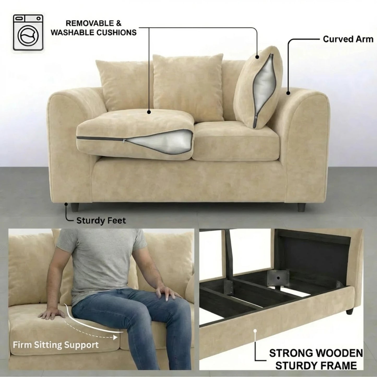 3 + 2 seater Cream