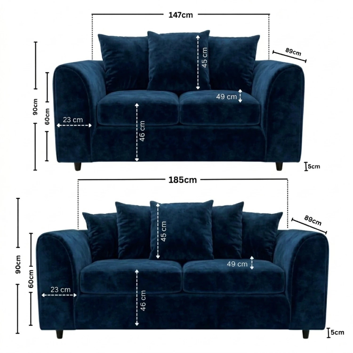 3 + 2 seater midnight blue