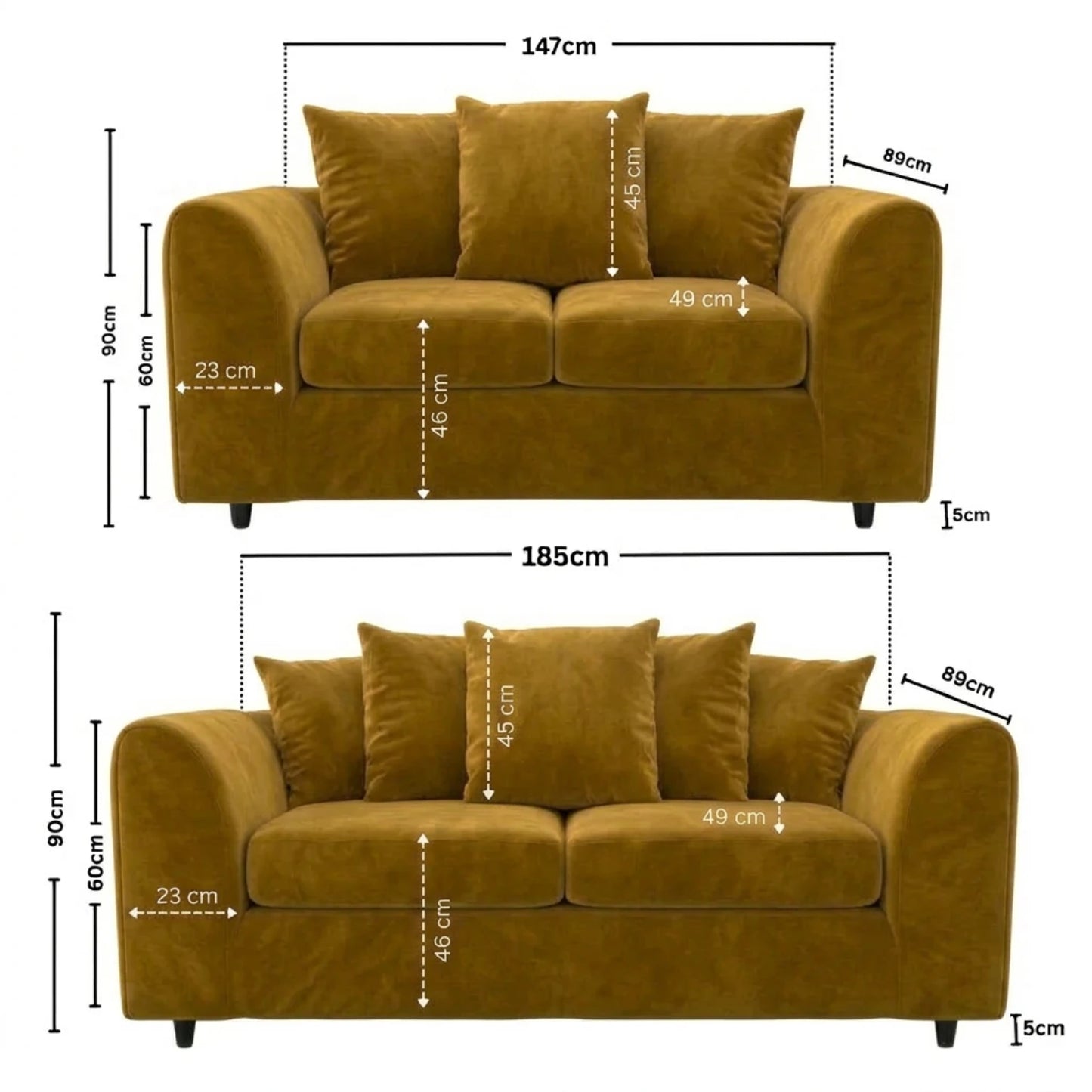 3 + 2 seater mustard