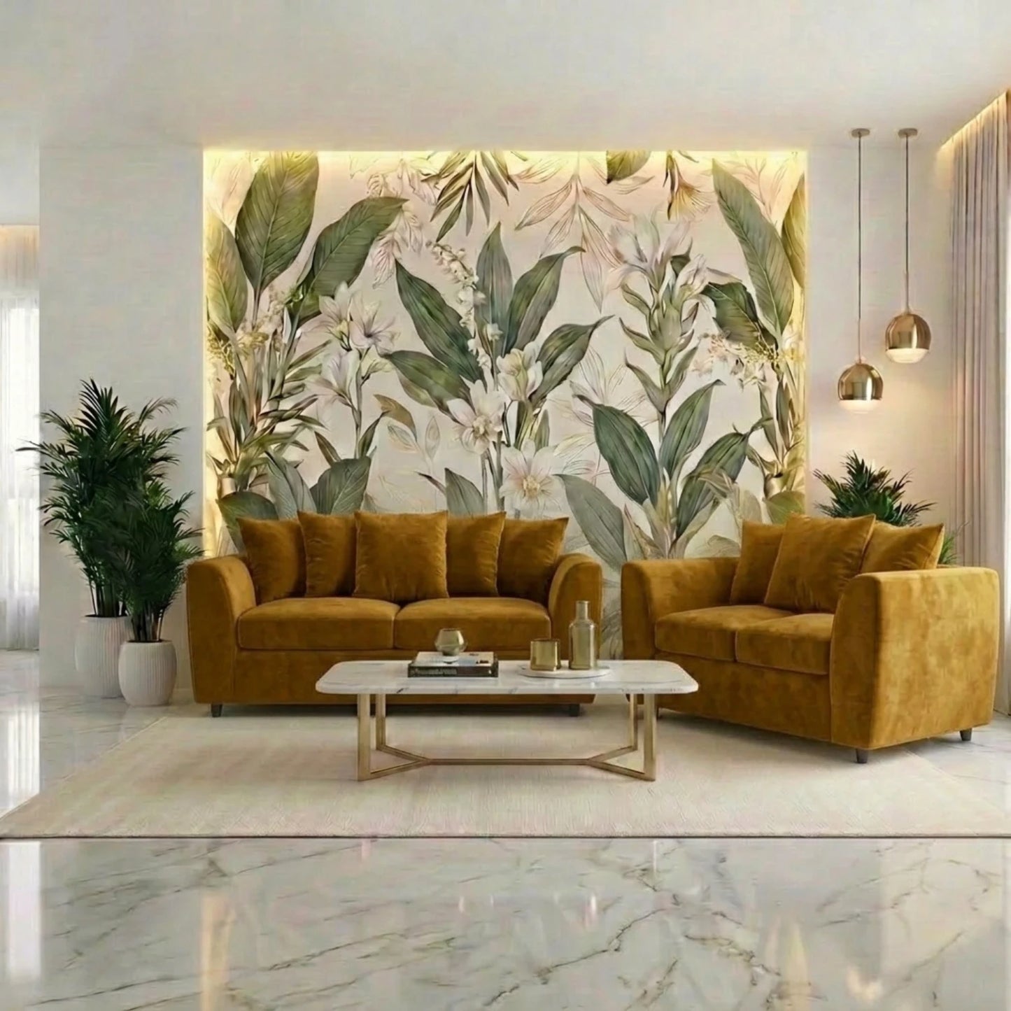 3 + 2 seater mustard