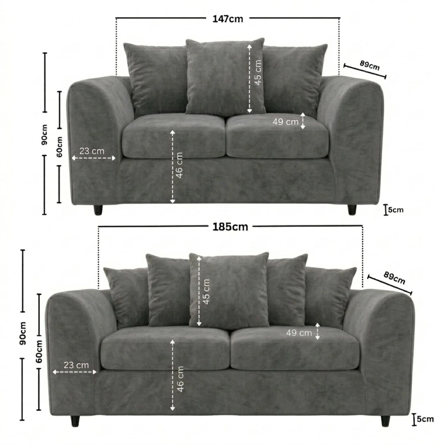 3 + 2 seater Light Grey