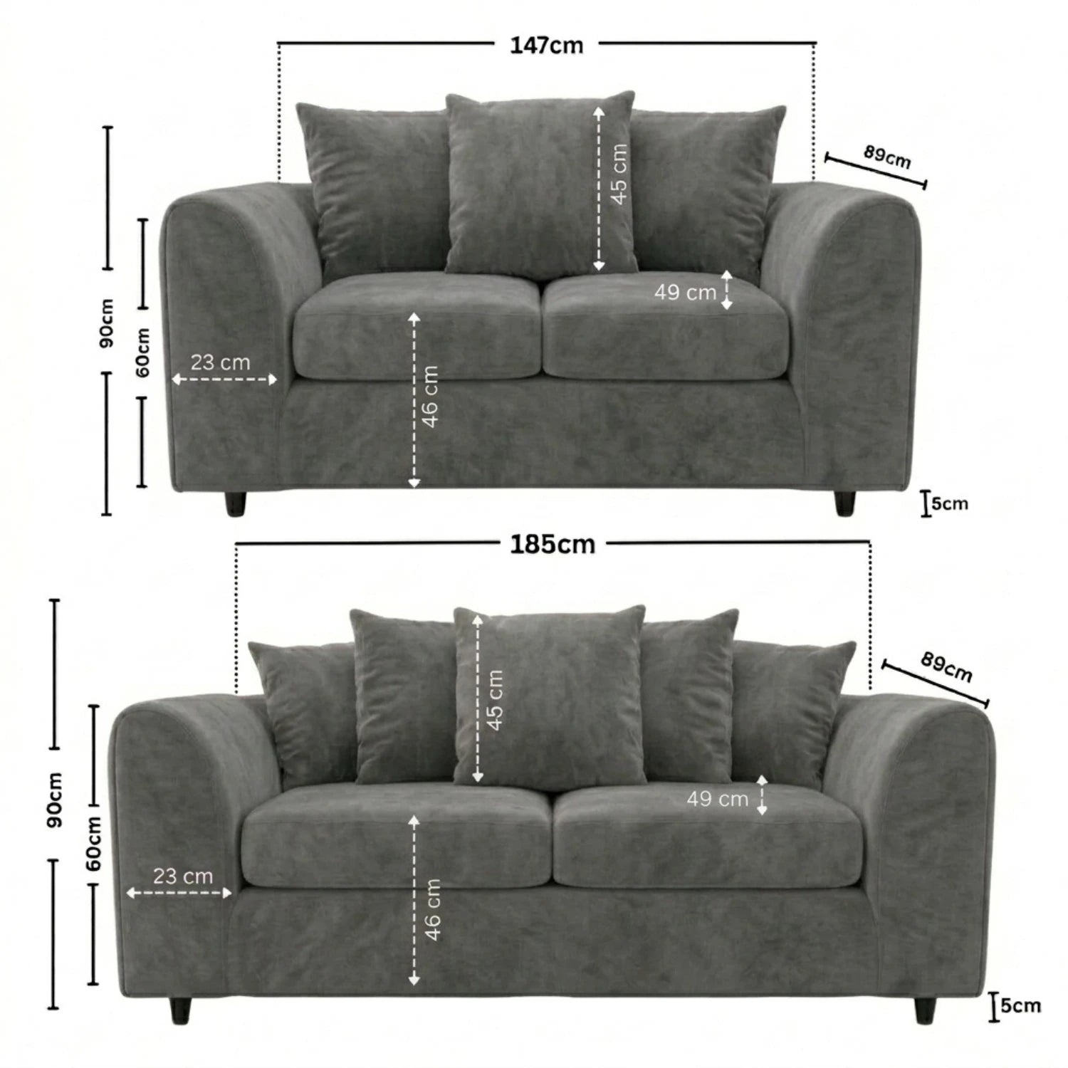 3 + 2 seater Light Grey