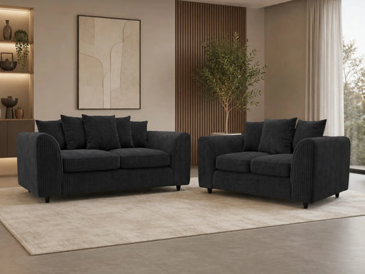 Jumbo Cord Fabric Scatter Back Sofa Set