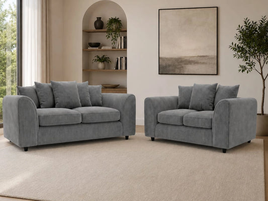 Jumbo Cord Fabric Scatter Back Sofa Set