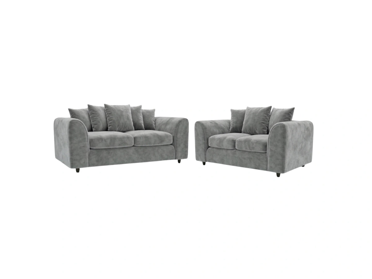 Plush Fabric Scatter Back Sofa Set