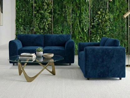 Plush Velvet Fabric Full Back Sofa Set