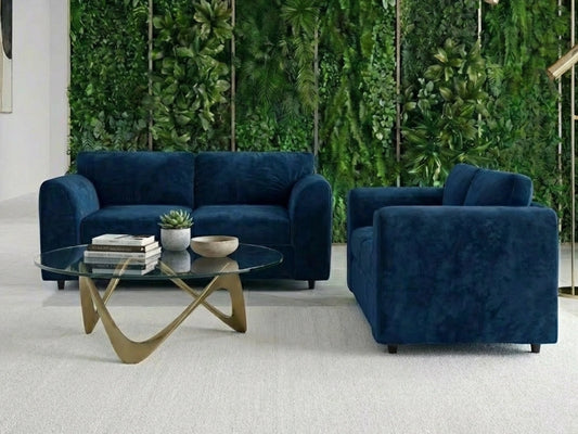 Plush Velvet Fabric Full Back Sofa Set