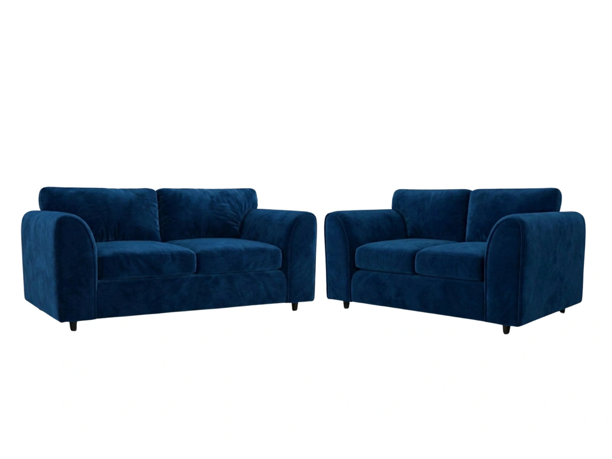 Plush Velvet Fabric Full Back Sofa Set