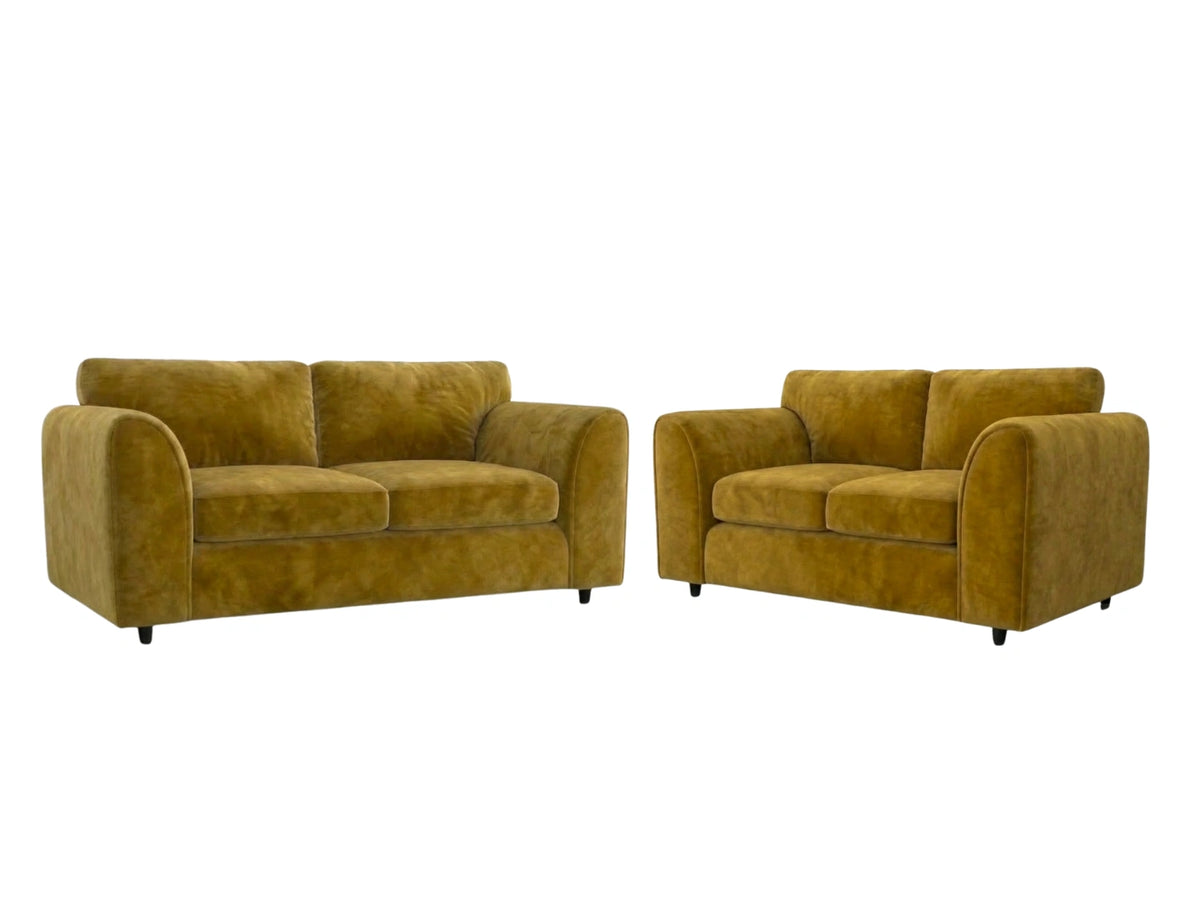 Plush Velvet Fabric Full Back Sofa Set