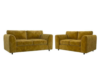 Plush Velvet Fabric Full Back Sofa Set