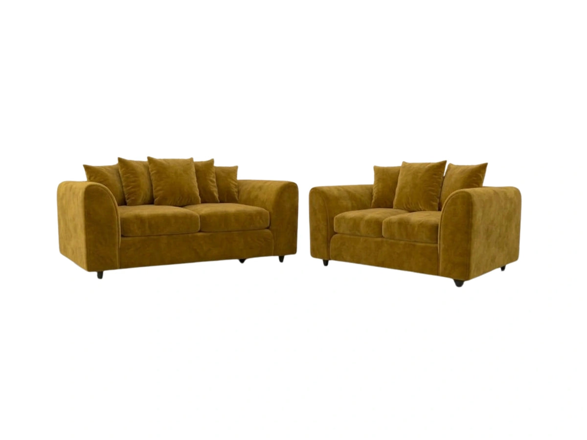Plush Fabric Scatter Back Sofa Set