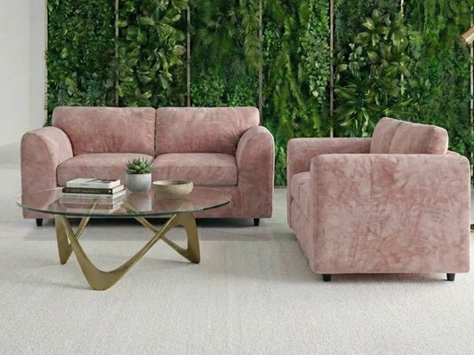 Plush Velvet Fabric Full Back Sofa Set