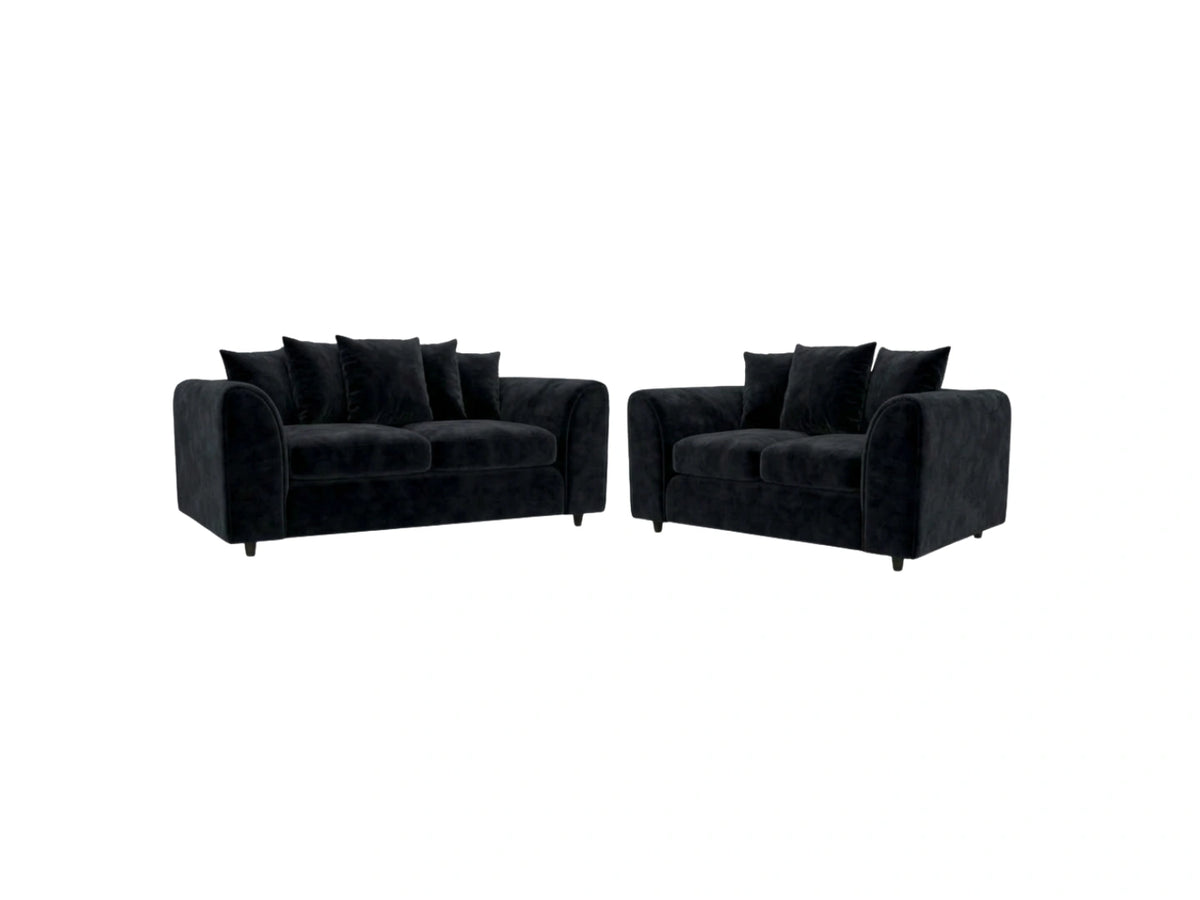 Plush Fabric Scatter Back Sofa Set