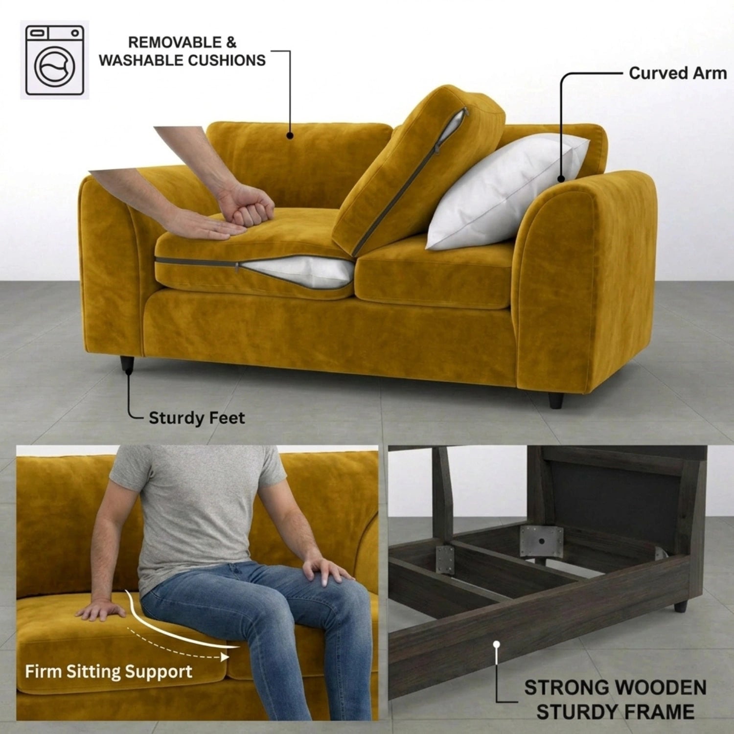 3 + 2 seater Mustard
