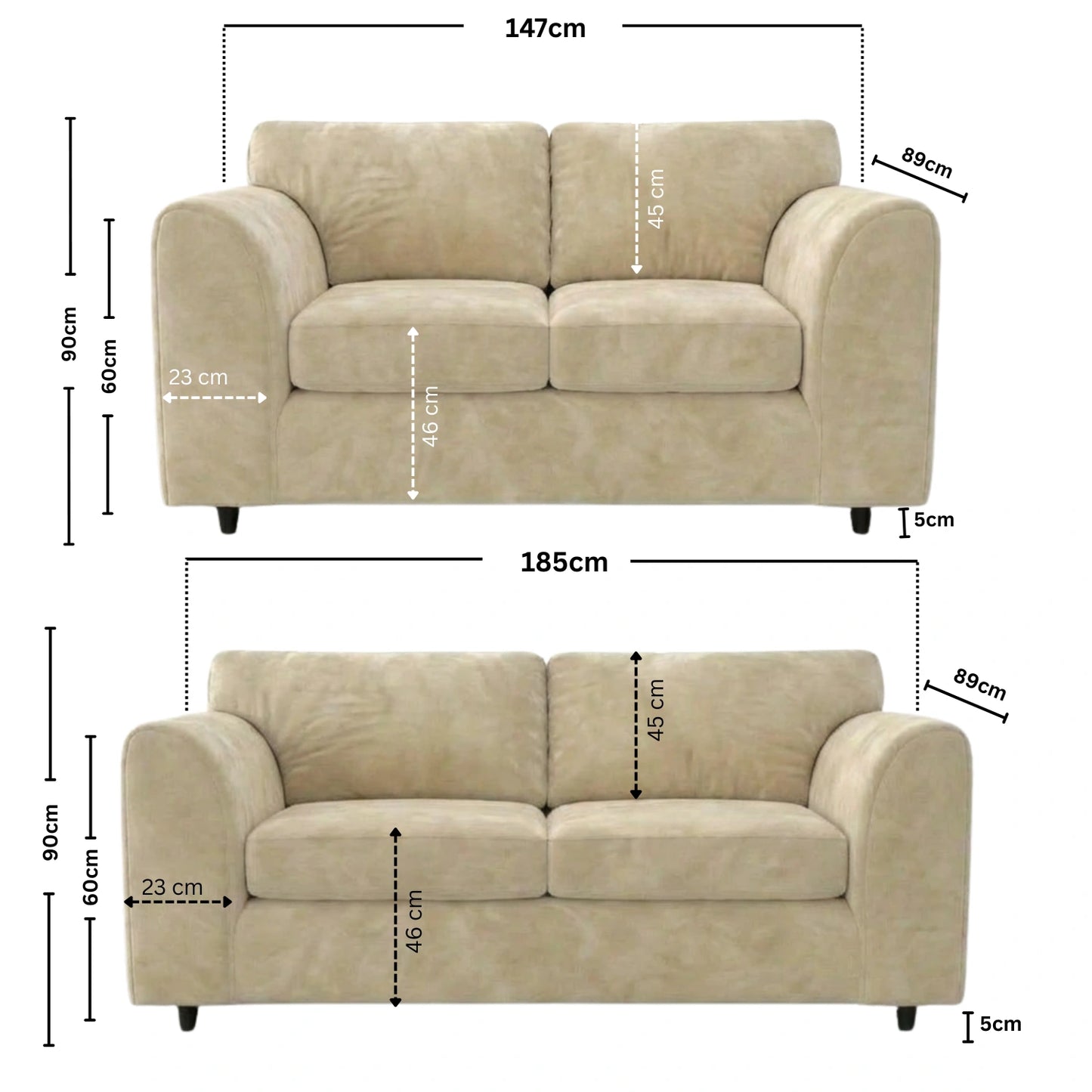 3 + 2 seater Cream