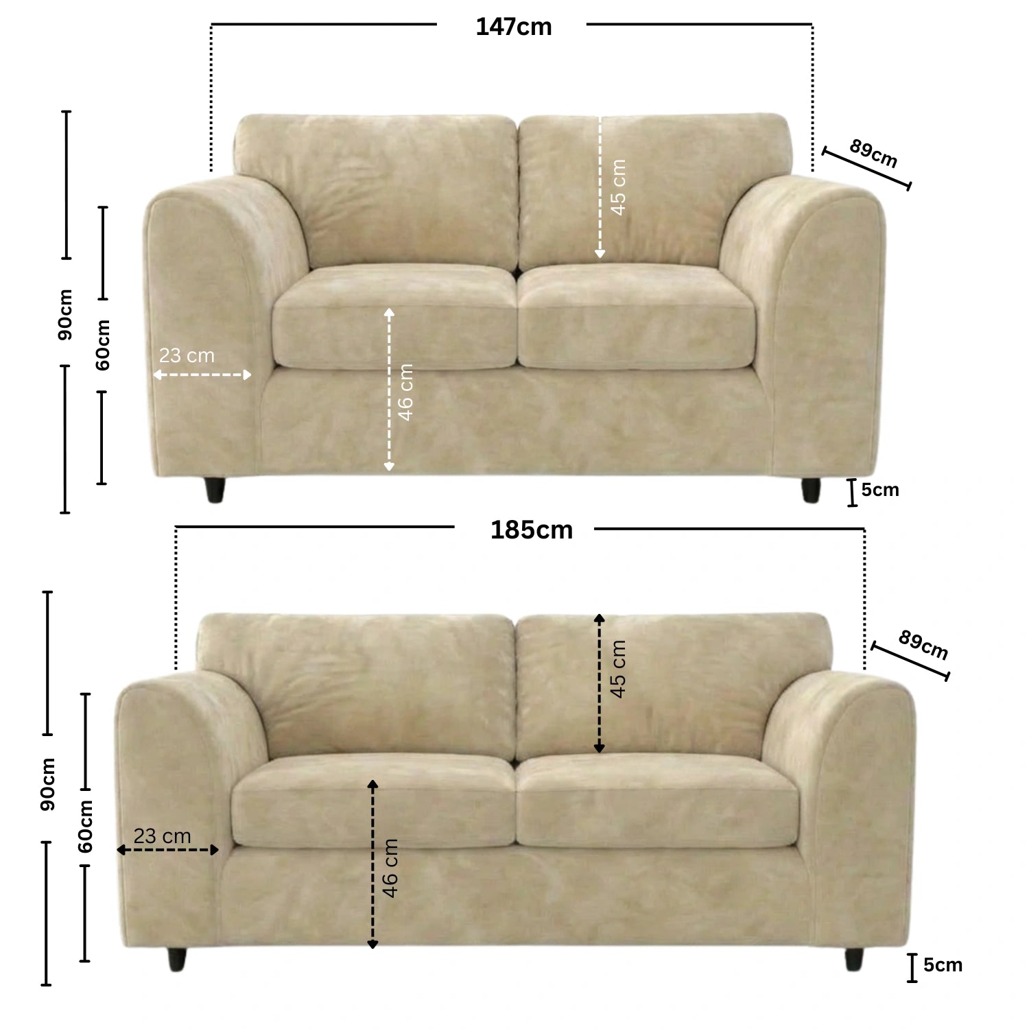 3 + 2 seater Cream