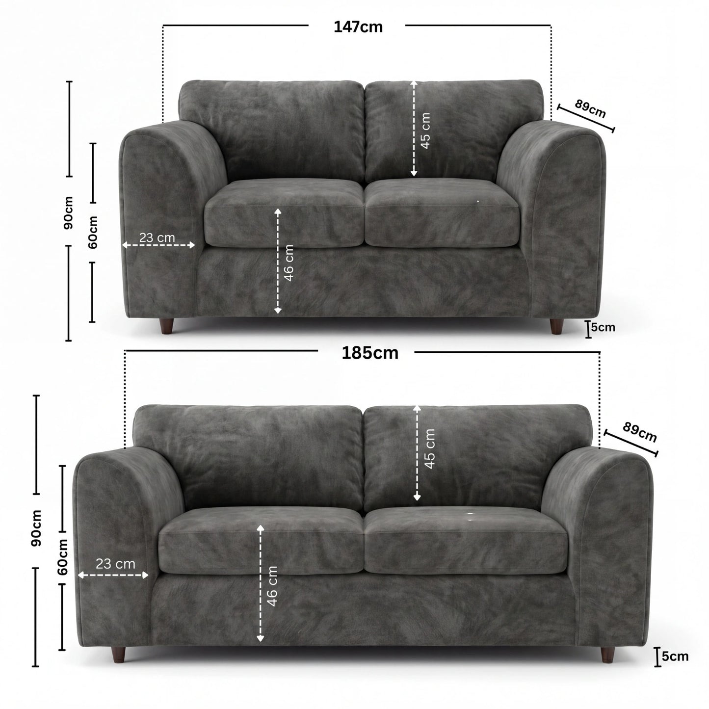 3 + 2 seater Dark Grey