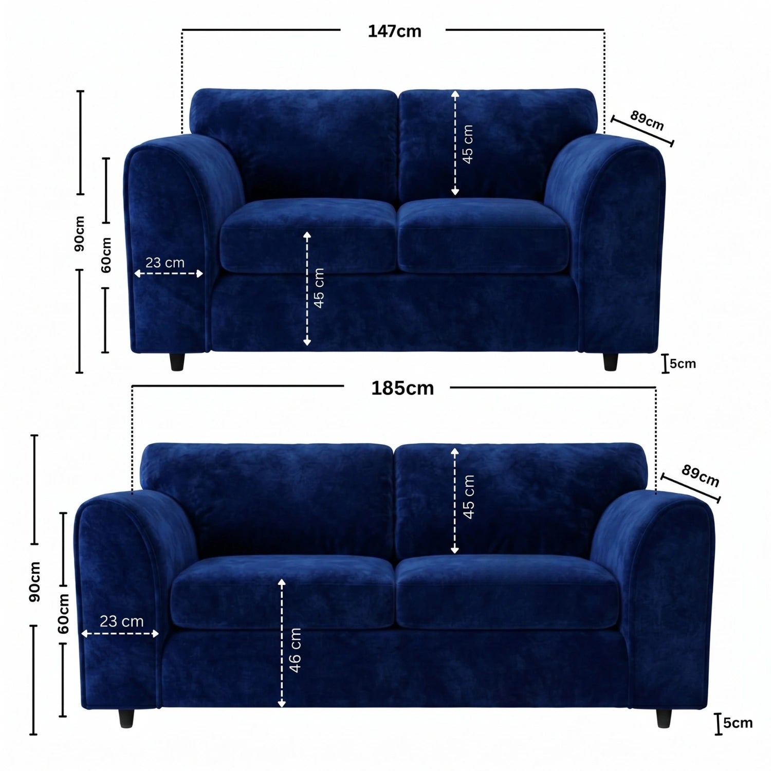 3 + 2 seater MIdnight Blue
