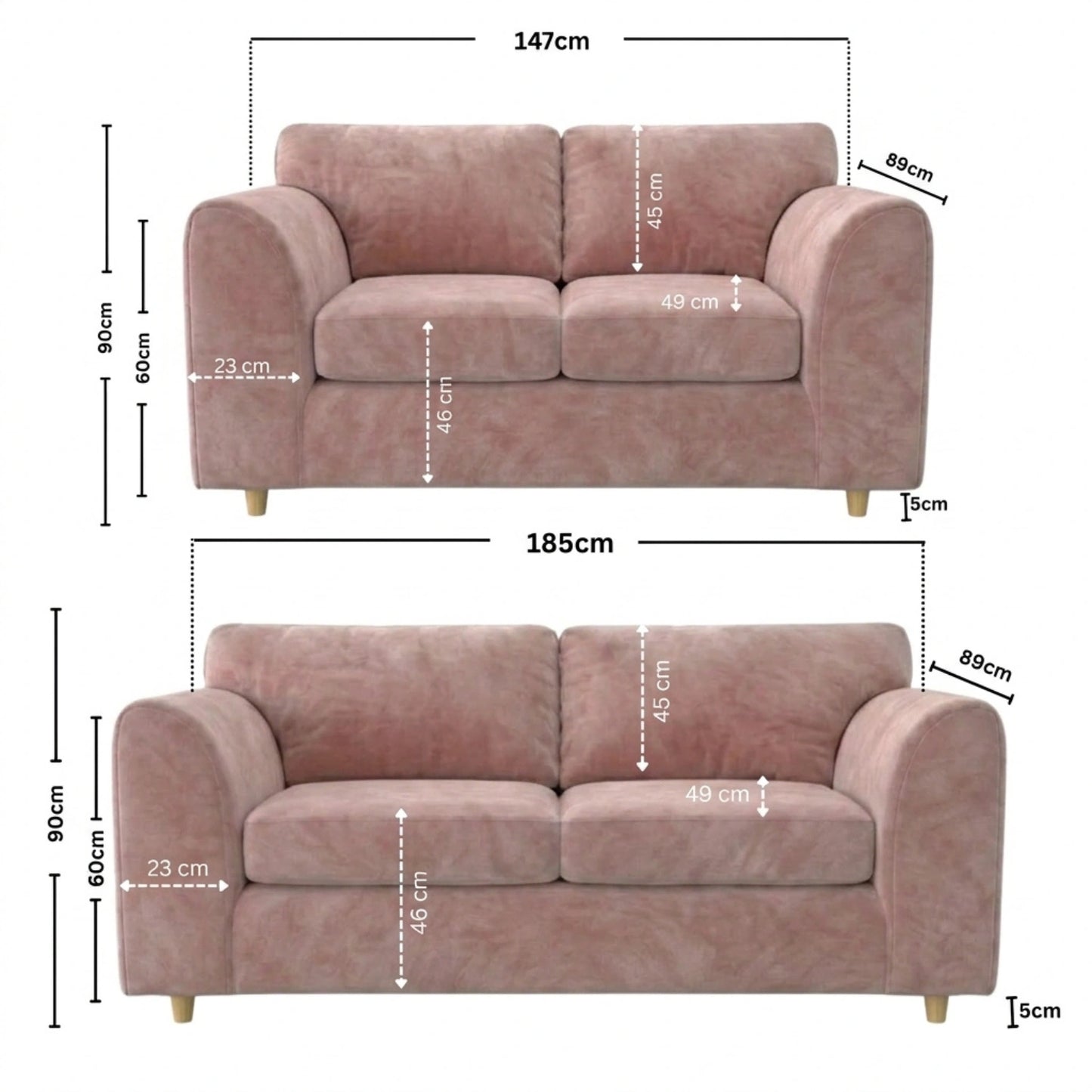 3 + 2 seater Pink