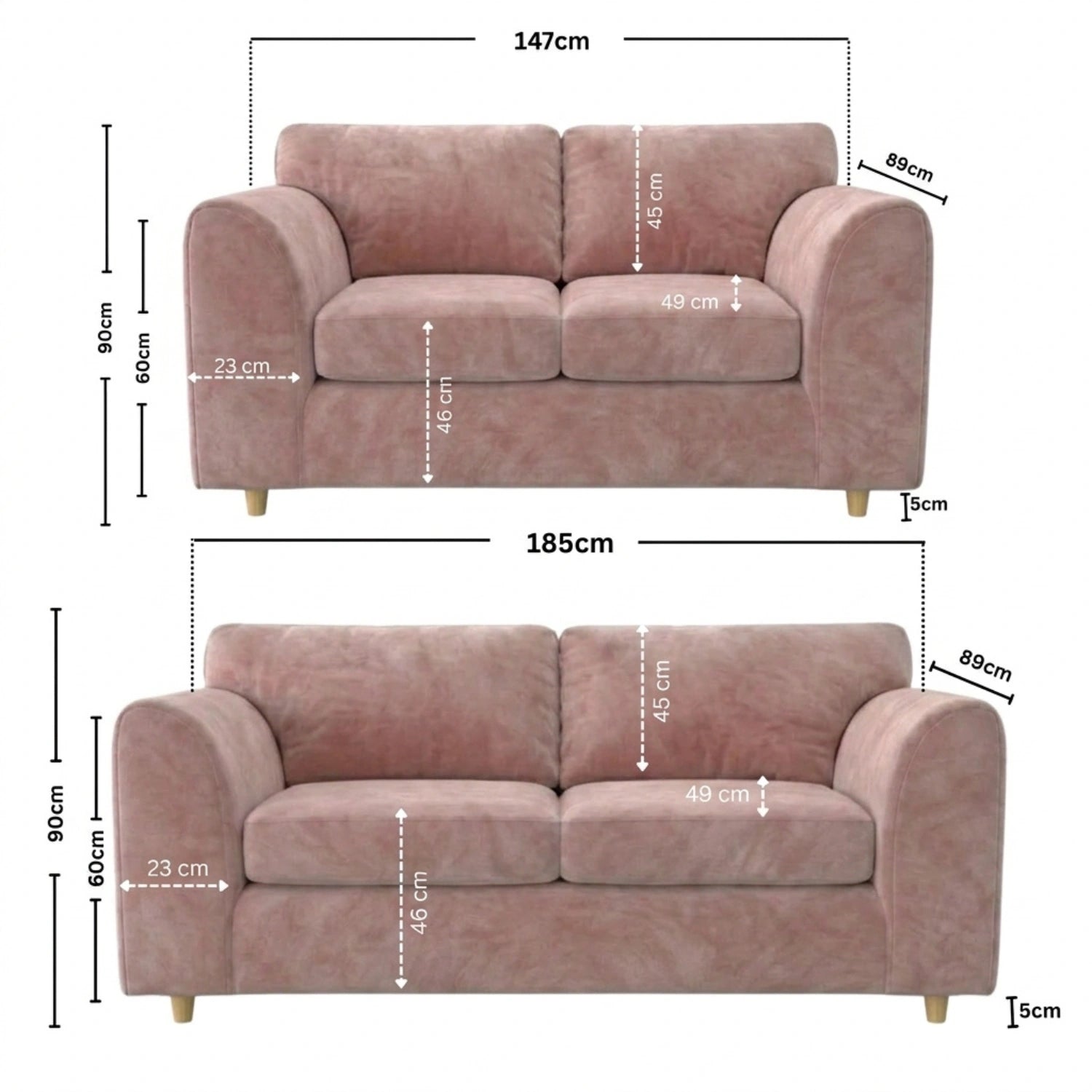 3 + 2 seater Pink