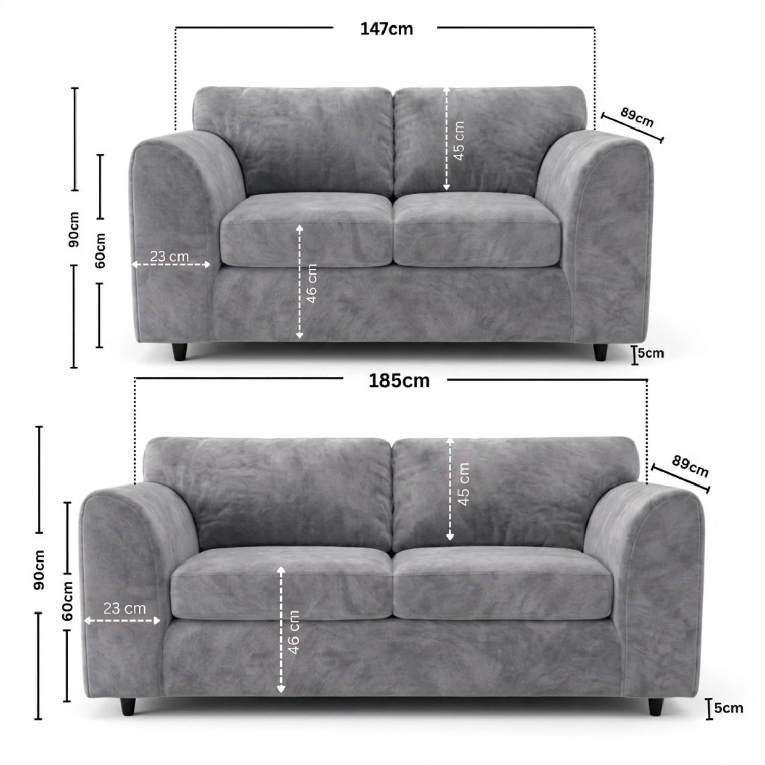 3 + 2 seater Light Grey